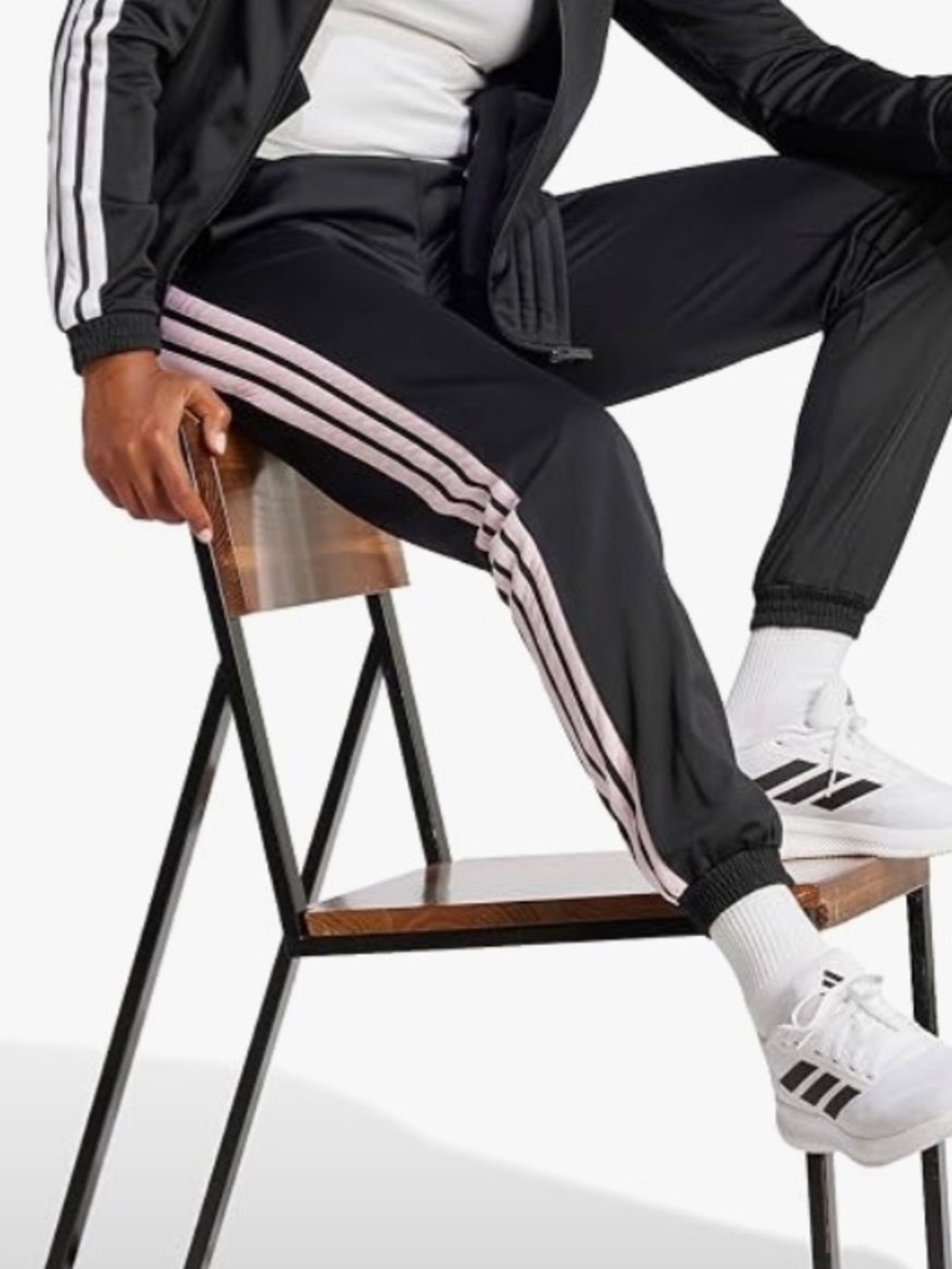 NWT adidas Women's Tricot 3-Stripes Track Pants S inseams 30” Black/clear Pink
